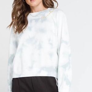 BillaBong tie dye crop sweatshirt, light blue and white, Love Always, Medium